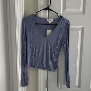 Pink Rose Slate Long Sleeve Wrap Top